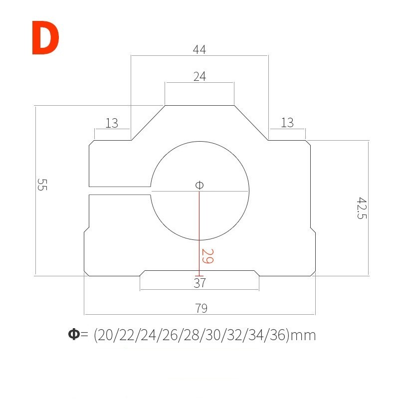 CNC spindle motor fixture 20/36/48/52/65/80/85/90 Aluminium profile material