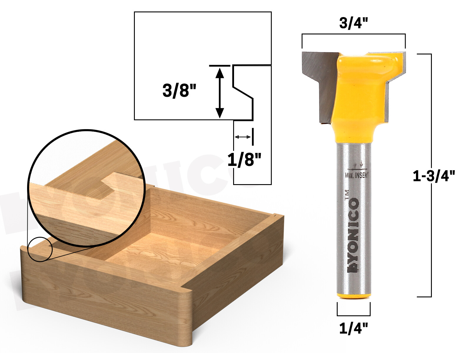 Reversible Drawer Front Router Bit – 1/4″ Shank – Yonico 15032q