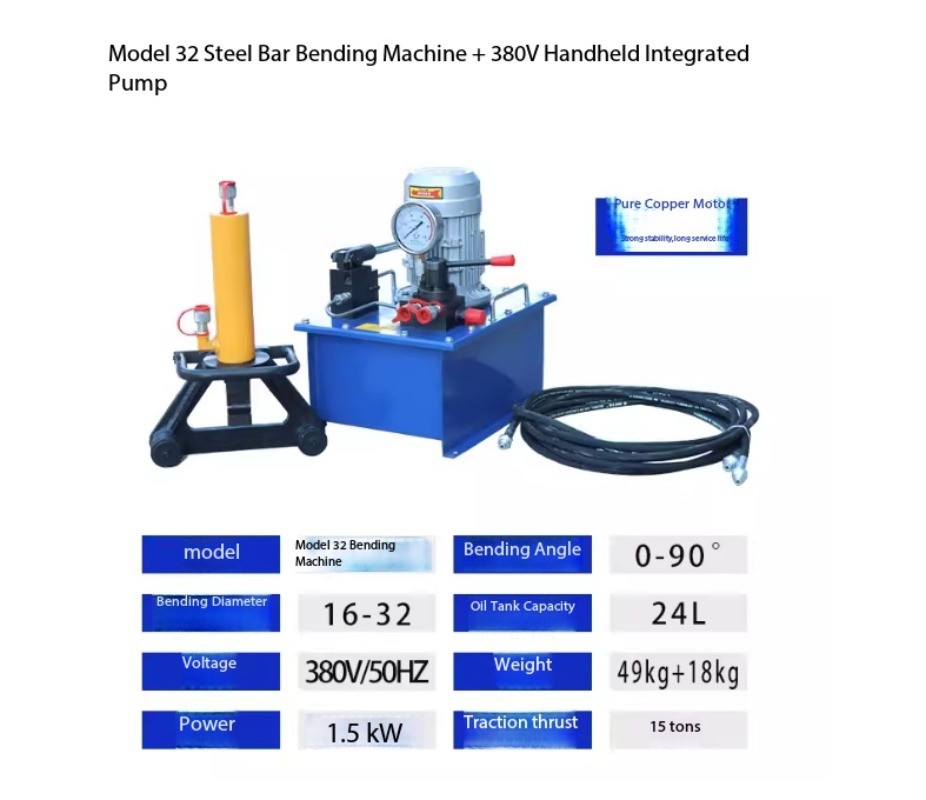 Handheld Hydraulic Rebar Bender Electric Handheld Portable Bender 0-90°