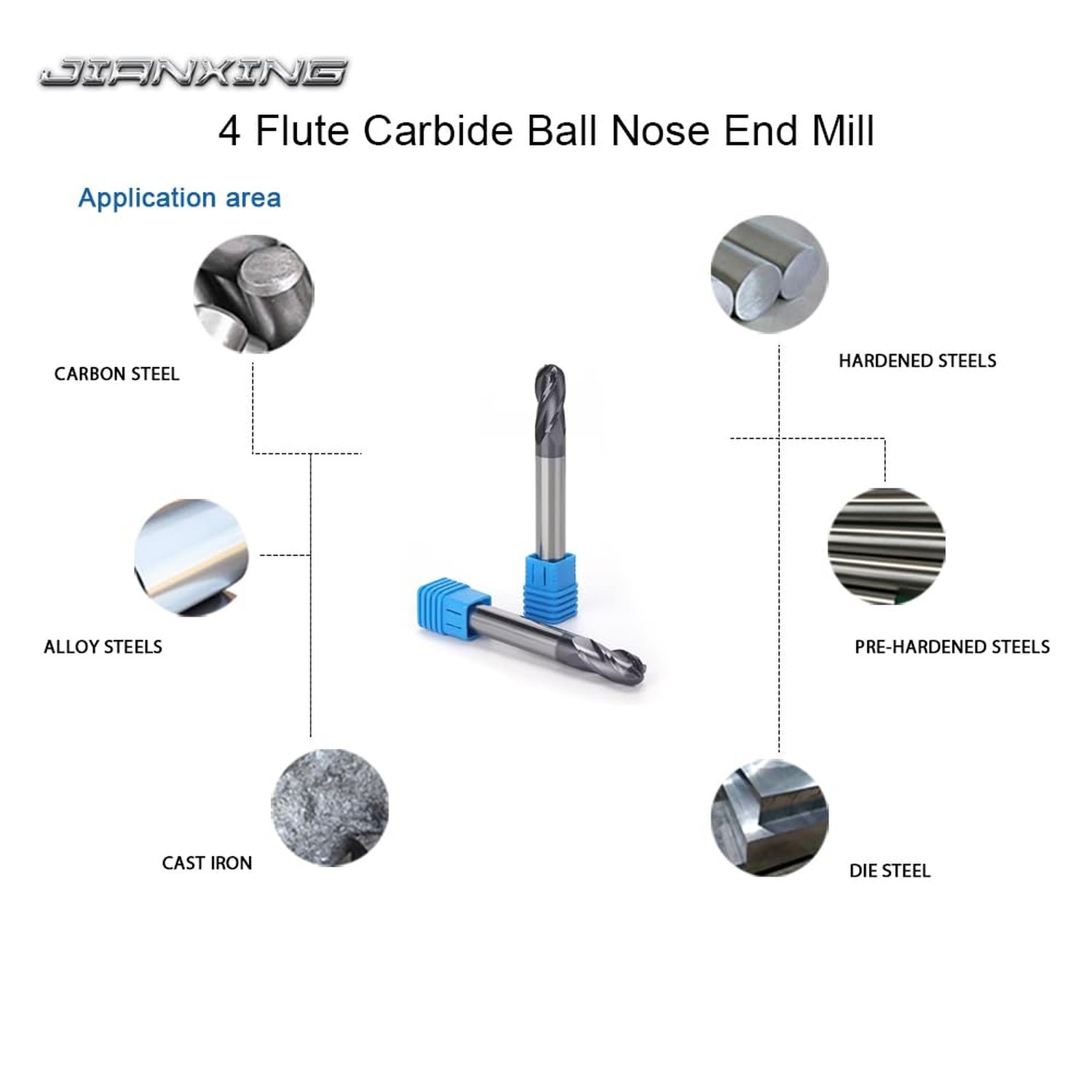 1/4″ Extra Long Carbide Ball Nose End Mill for Alloy Steels/Hardened Steels, …