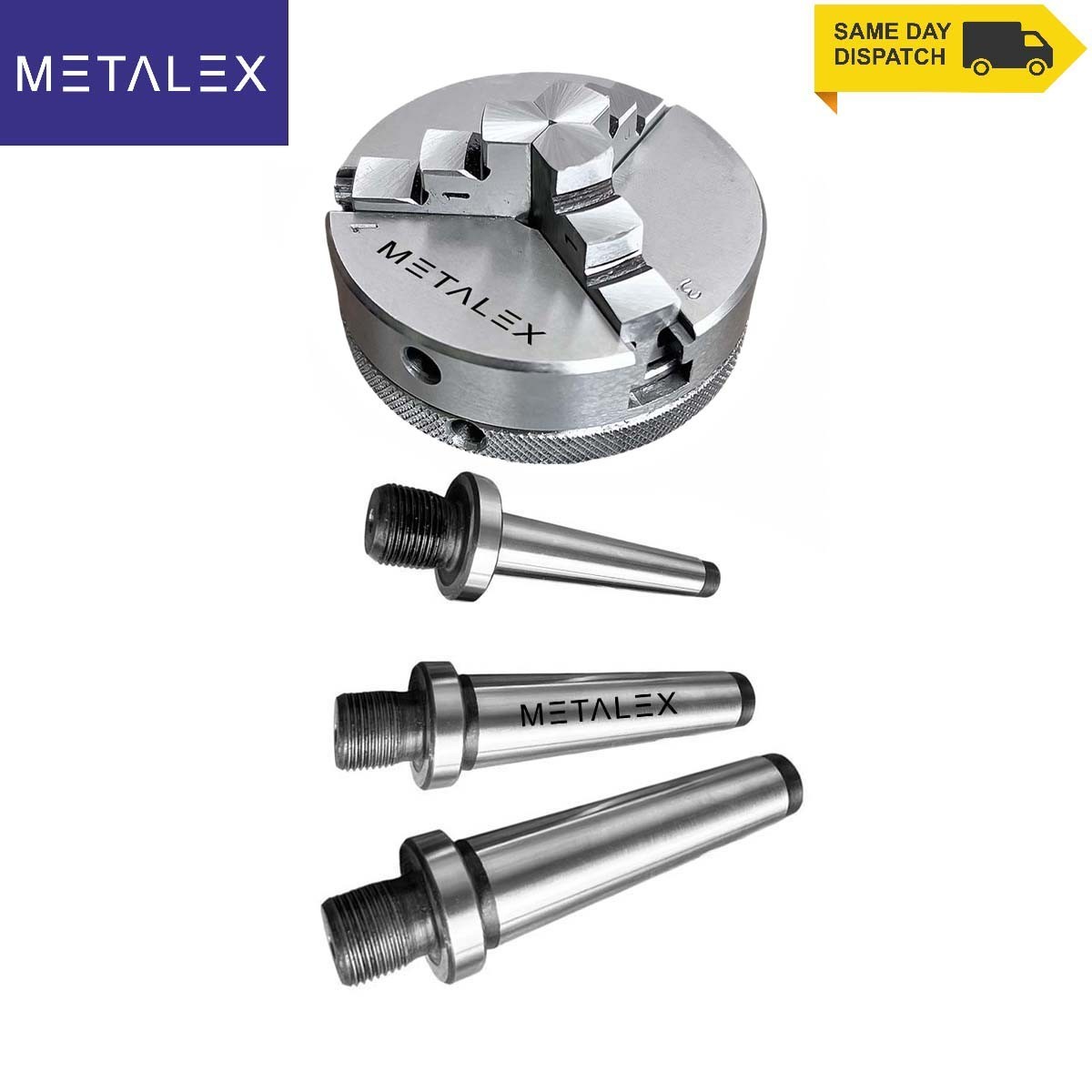 2-1/2″ 3 Jaw Self Centering Mini Small Baby Lathe Chuck Set MT1 MT2 & MT3 Arbors