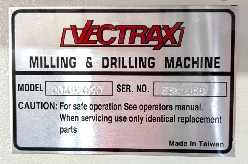 Vectrax Mill / Drill 20" Swing 2hp 220V 3ph 3MT RF-401V/3VTX *Scratch &a