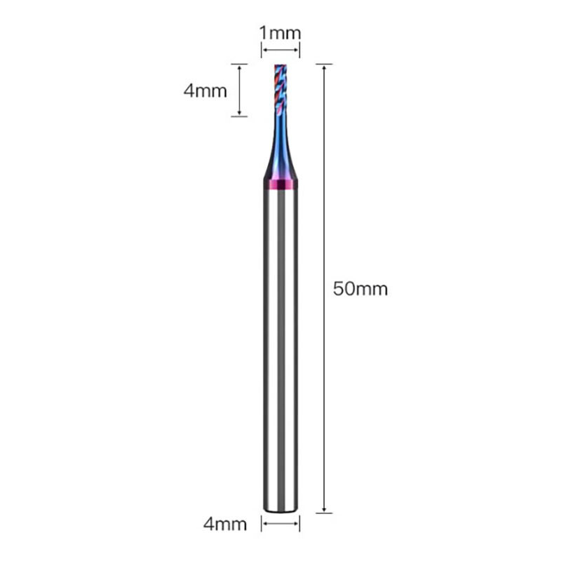 Tungsten Steel HRC65° 4-Flute End Mill Coating 1mm-6mm CNC Milling Cutter