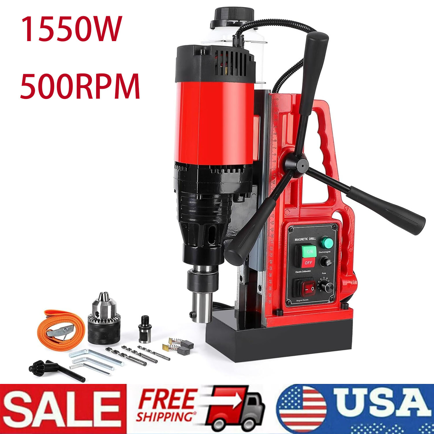 Mag Drill Press 1550W 2″ Boring Dia.10-Speed Variable Electric Drilling Machine