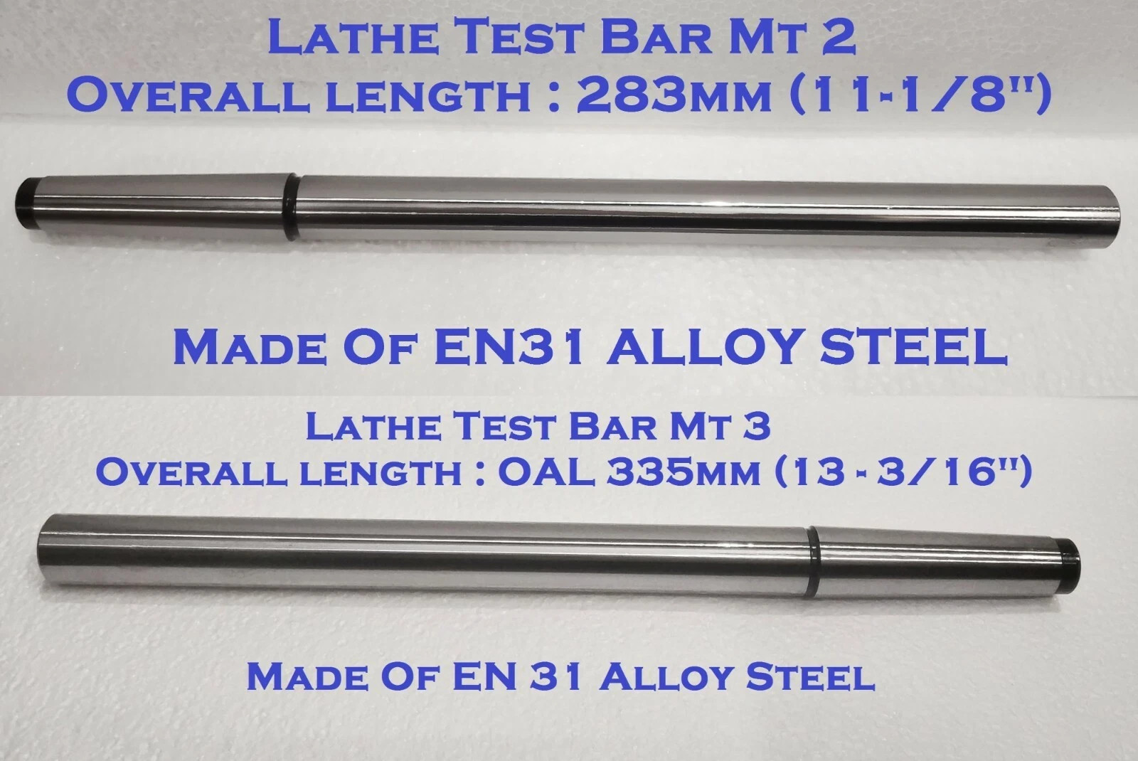 LATHE ALIGNMENT TEST BAR Set Of 2 Pcs : 2MT & 3MT / EN31 ALLOY STEEL