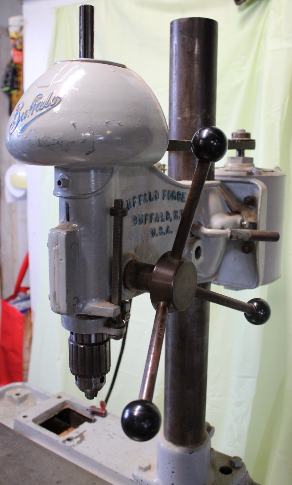 Pre-War INDUSTRIAL Grade BUFFALO FORGE Co. No. 15 Heavy Duty Drill Press w/ Cab