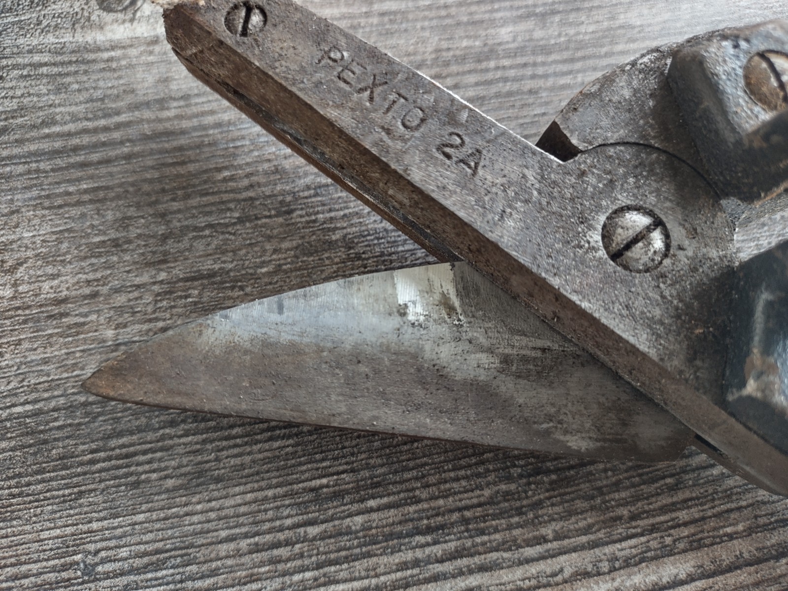 PEXTO Heavy Duty No. 2-A Sheet Metal Shears w/ Crimper 13” Long Tin Snips Vtg