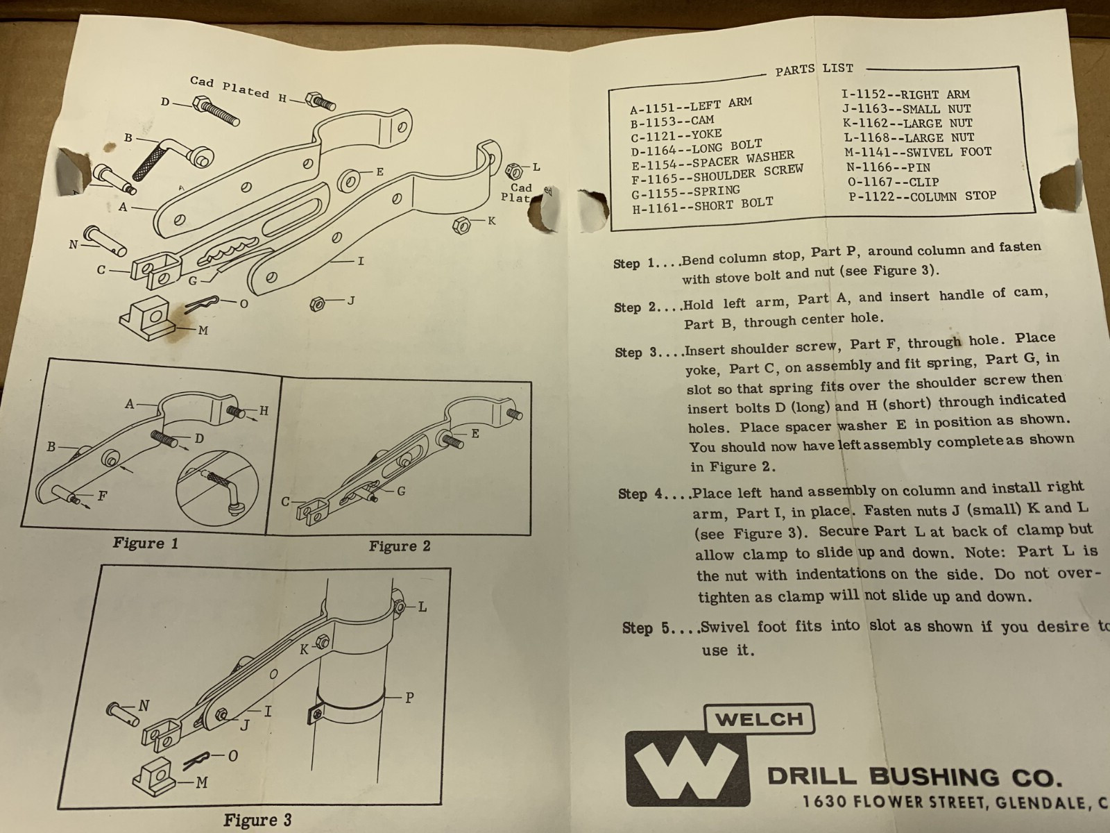 Machinist Tool Welch Cam-Lock Drill Press 3-1/2″ Clamp (NOS) No 3500