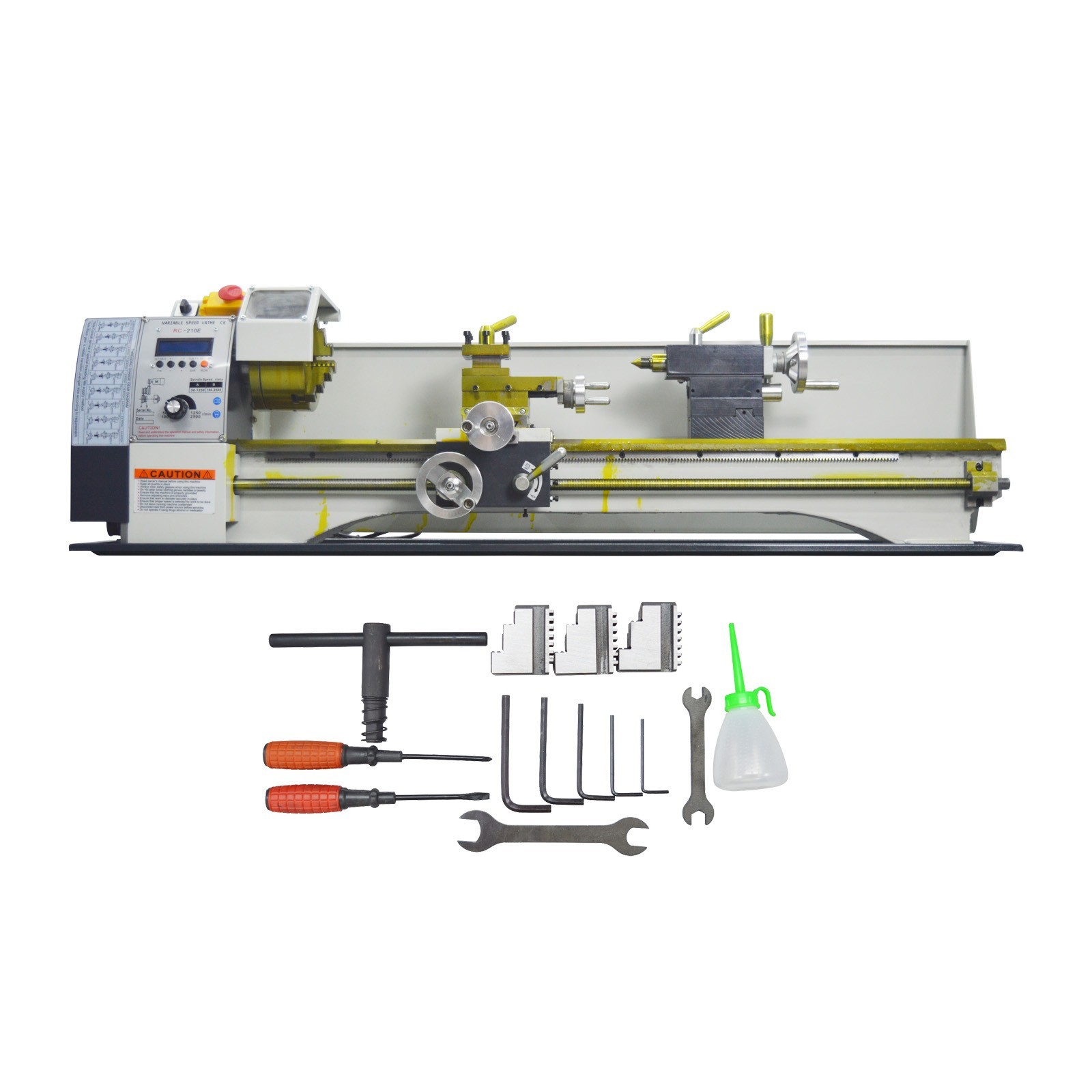 RC-210E 1100W 1.5HP Precision Metal Bench Lathe 110V Brushless Belt Drive