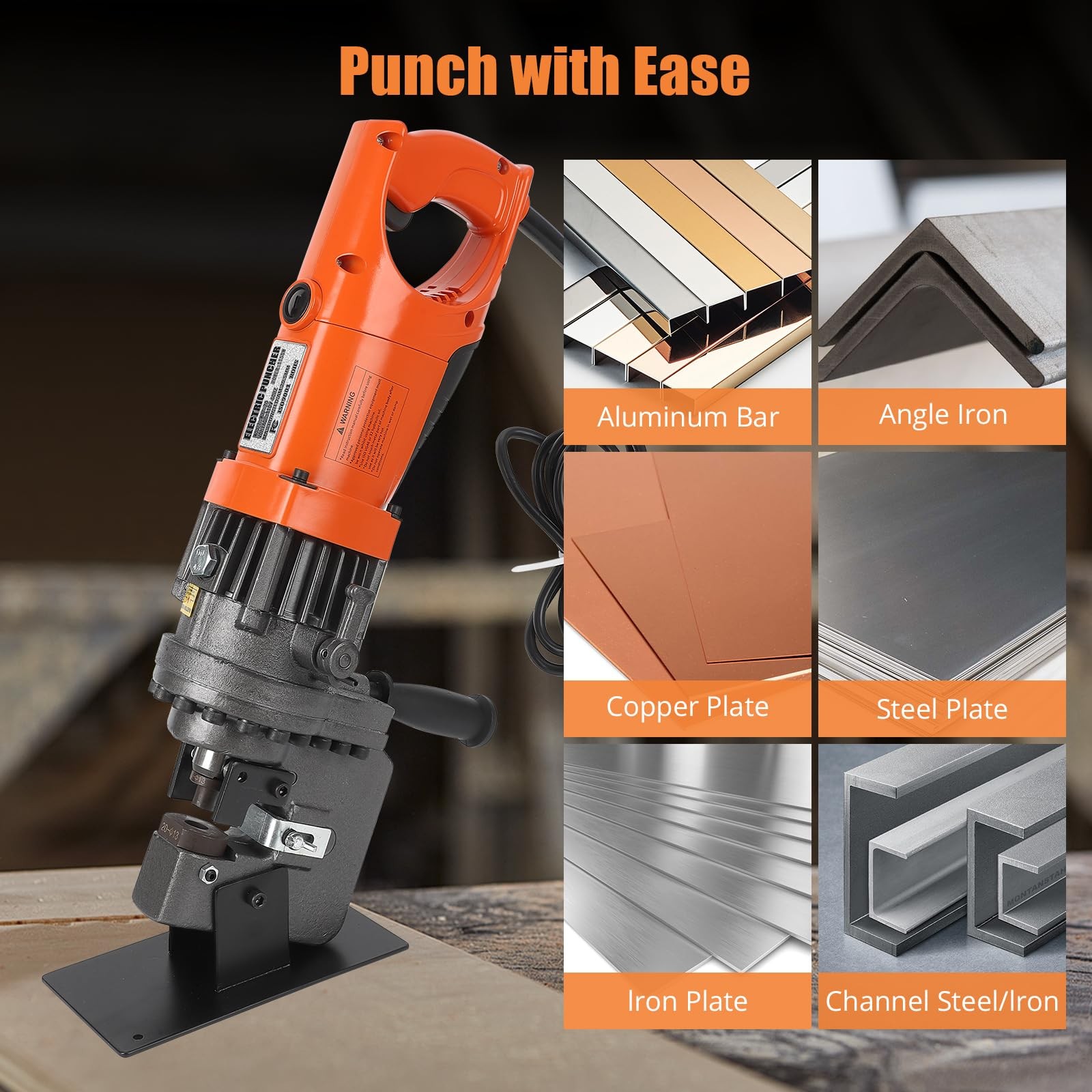 Hydraulic Hole Puncher 1200W Heavy Duty Electric Metal Punch Machine 110V 1/4″