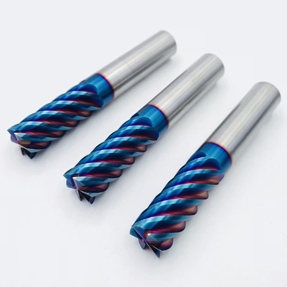 6/8/10/12mm 6 Flute Carbide End Mill CNC Milling Cutter HRC68 Nano Blue Coating