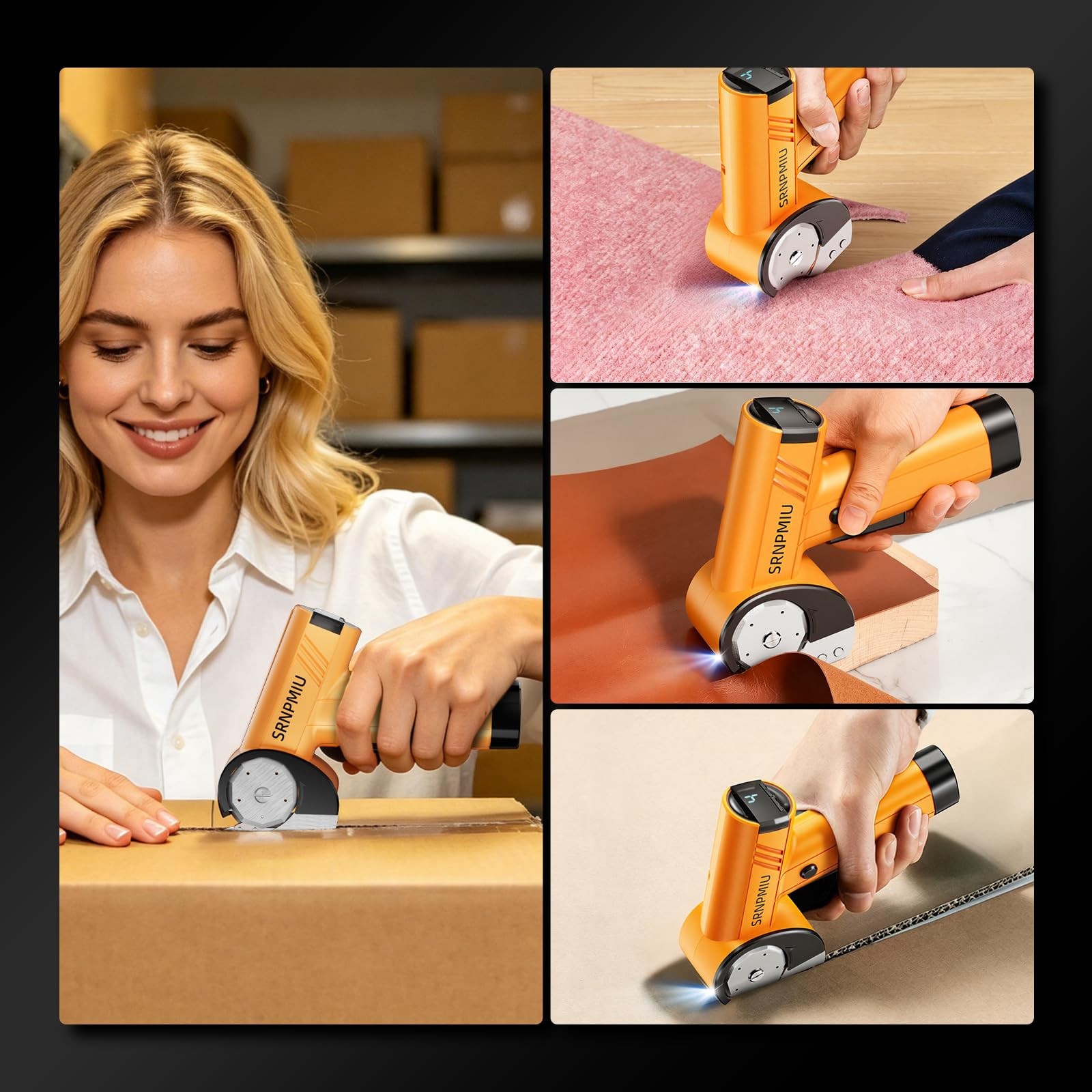 Electric Cardboard Box Cutter, Rechargeable Cordless Electric Scissors with L…