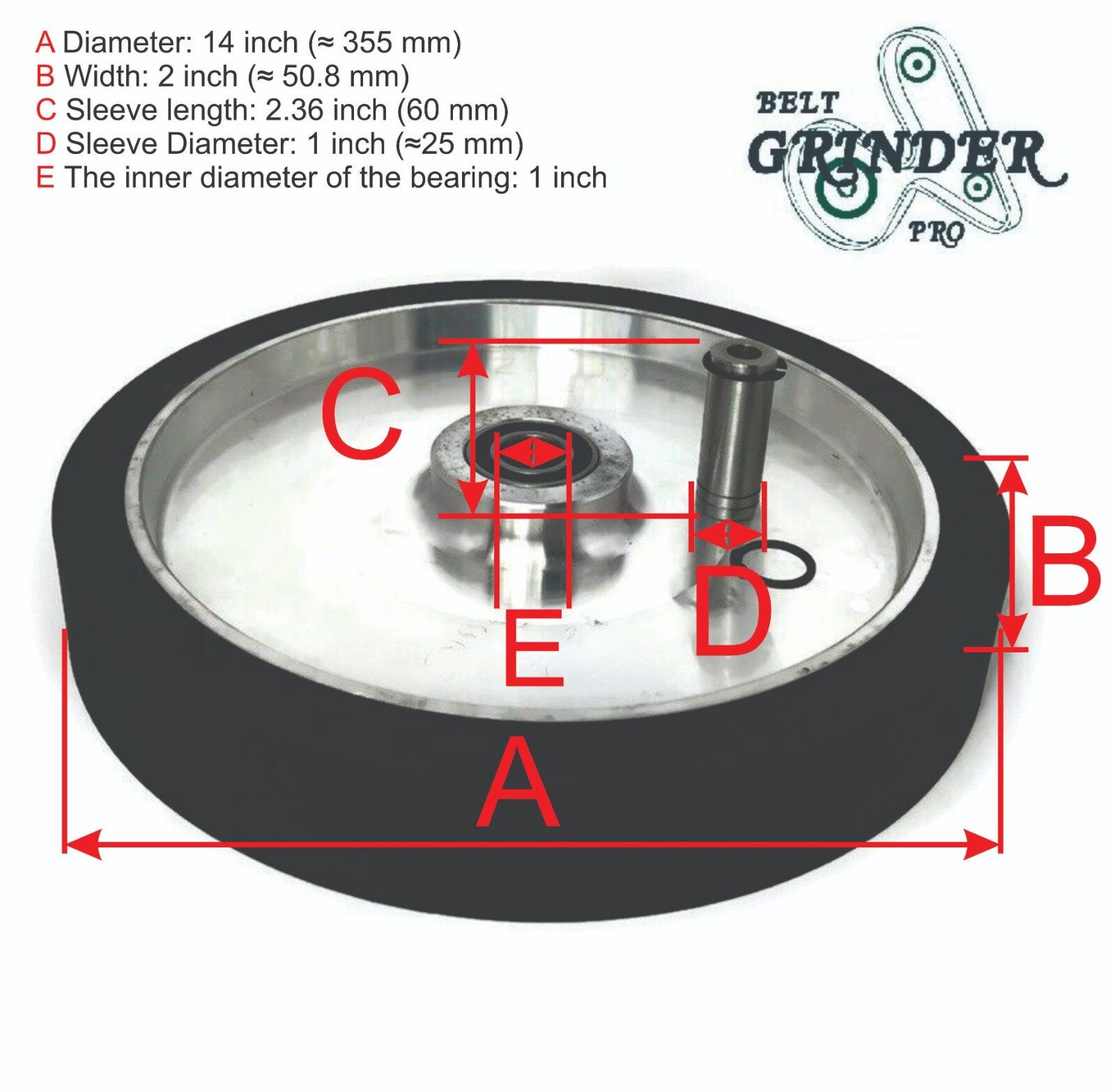 10″ Smooth Black Rubber Contact Wheel Dynamic Balance For Belt Grinder