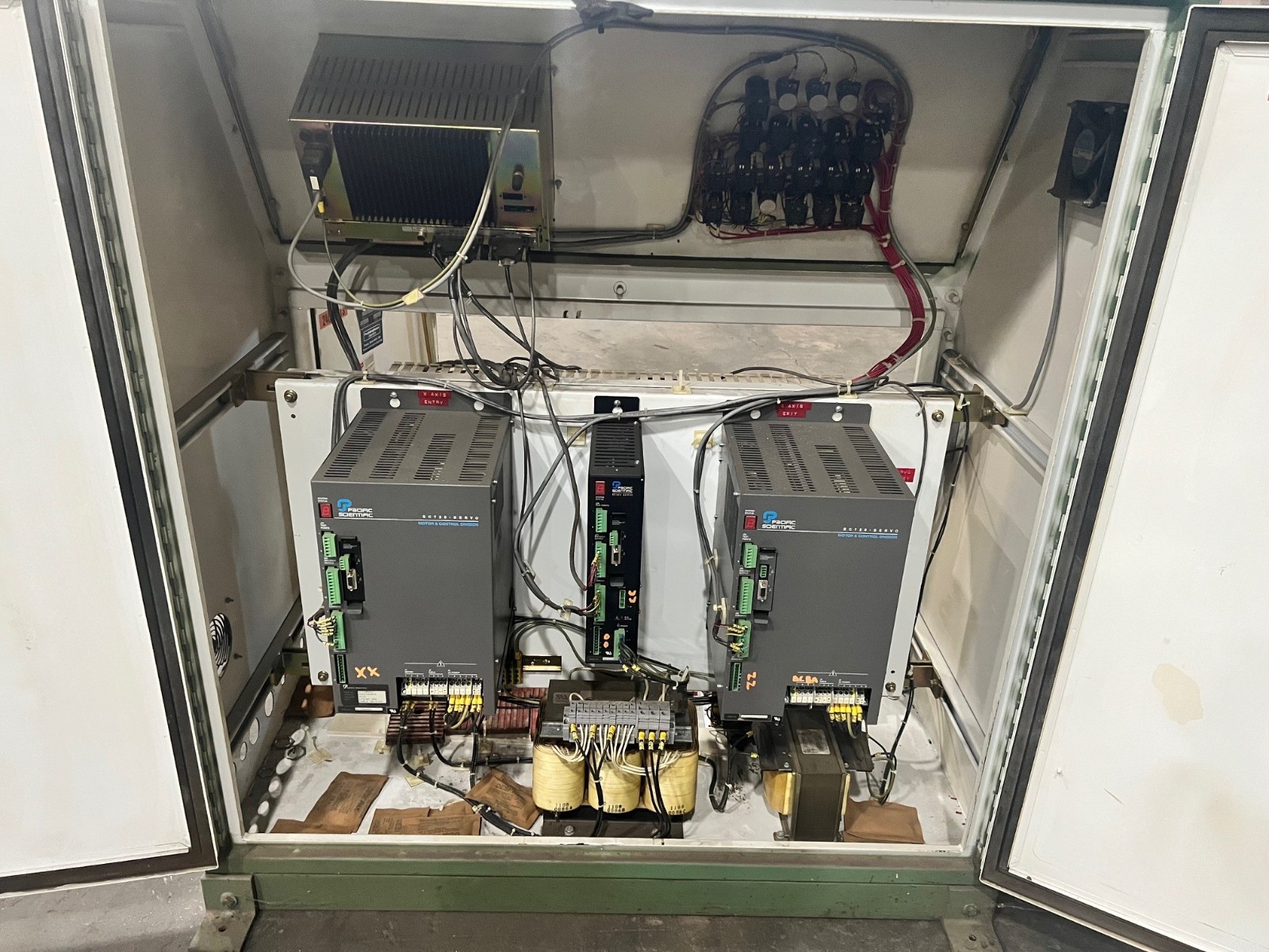USED PEDDINGHAUS CNC DRILL LINE CONTROL, FAGOR, PACIFIC SCIENTIFIC, GE FANUC