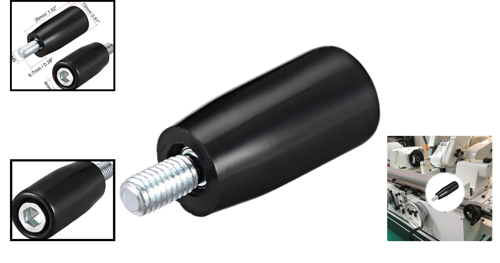 Durable Alloy Steel Revolving Handle M5 Stem for Milling & Lathe Machines