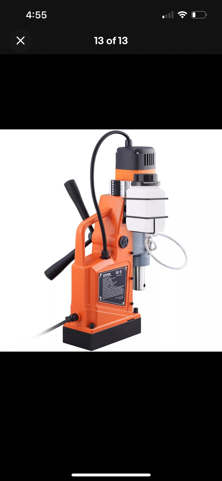 VEVOR MD50 Magnetic Drill 1550W 2922lbf/13000N Portable Mag Drill Press 500RPM