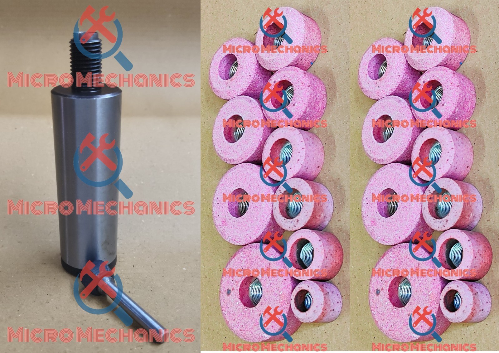 B&D VALVE SEAT PINK GRINDING WHEELS SET 20 PCS STONE HOLDER HEX DRIVE 9/16″