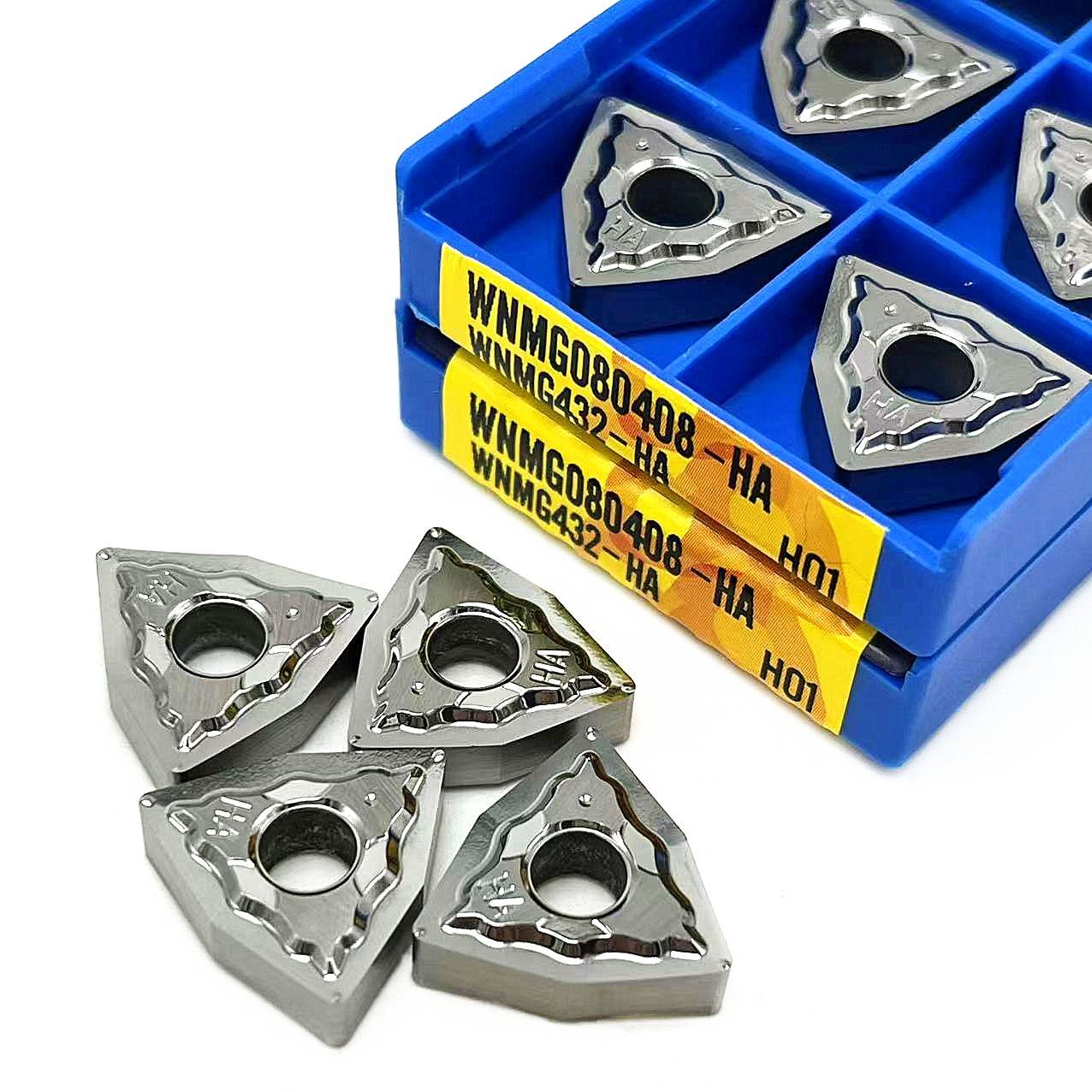 10pcs Carbide Insert Aluminum Lathe External Turning Tool WNMG080402/408/404 H01