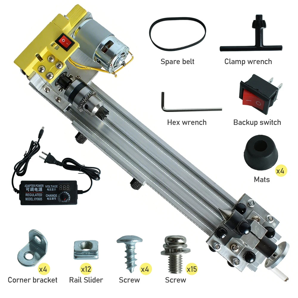 Multifunctional Mini Lathe Bead Polisher Grinder 200-3600RPM Variable Speed Wood