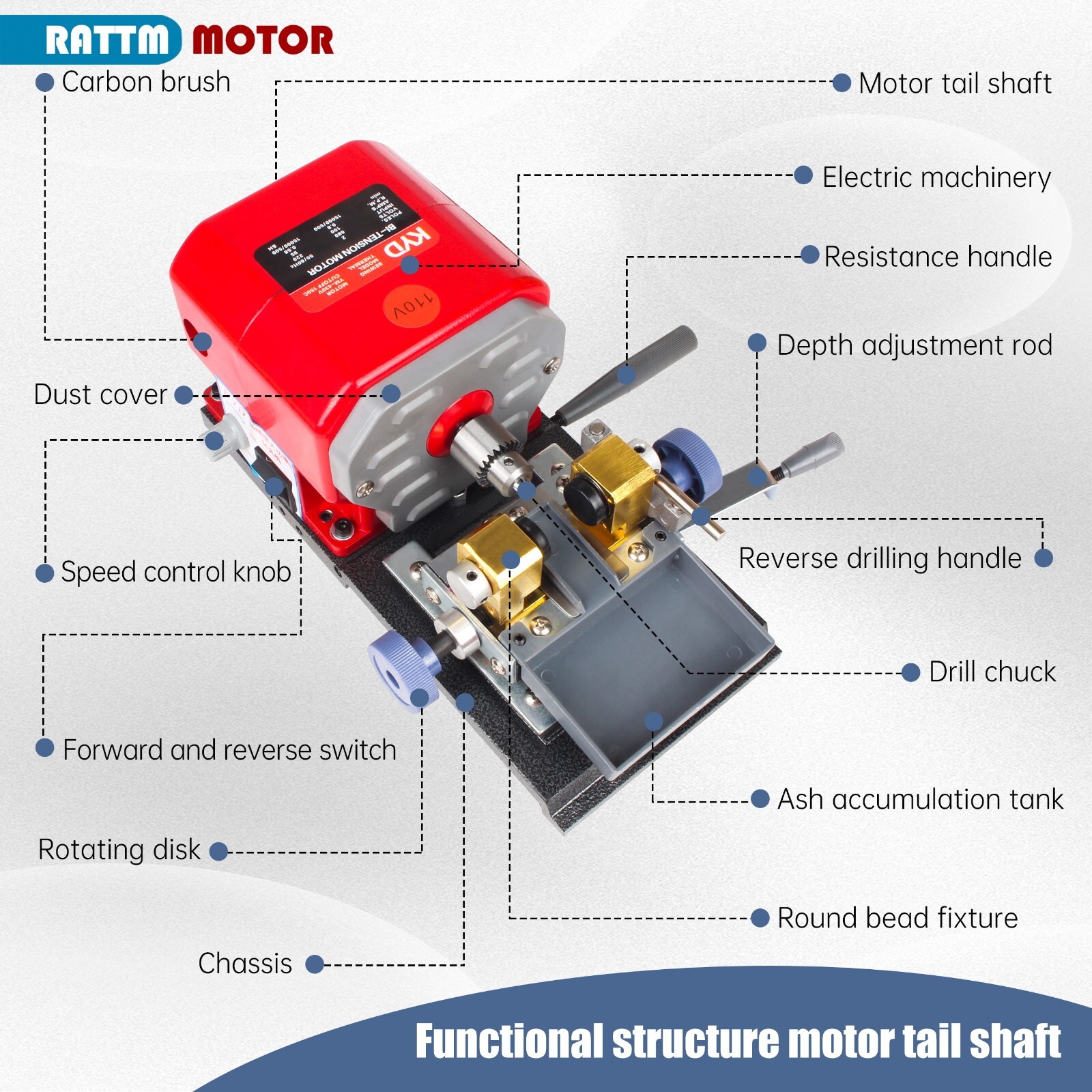 US SHIP】680W 110V Pearl Polishing Drilling Machine 500-15000RPM 0.3-4mm Collet