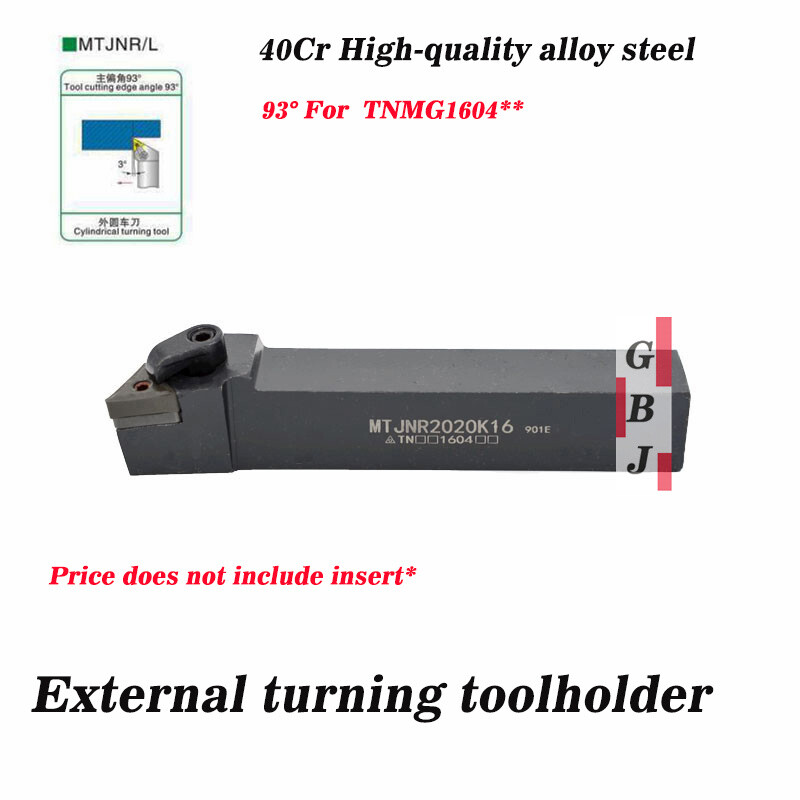 93° MTJNR MTJNL 1616 2020 2525 K16 M16 External turning tool For TNMG (clamp)