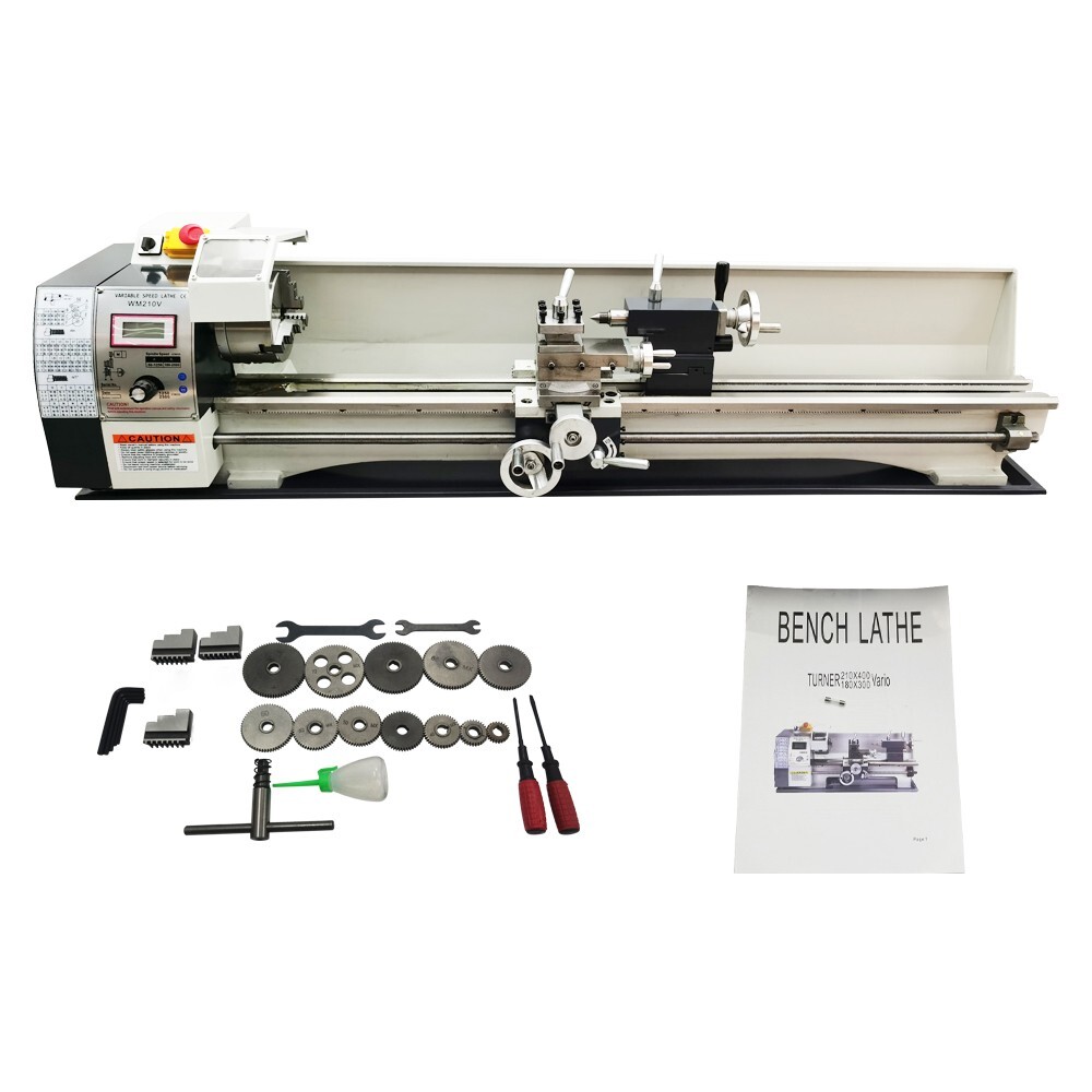 53.94*11.81″ Precision Long Metal Lathe WM210V Brushless Bench Lathe 110V 1100W