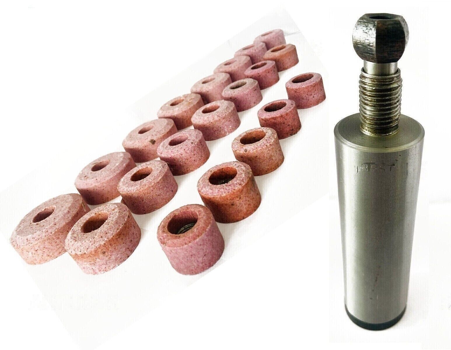B&D VALVE SEAT PINK GRINDING WHEELS SET 20 PCS STONE HOLDER HEX DRIVE 9/16″