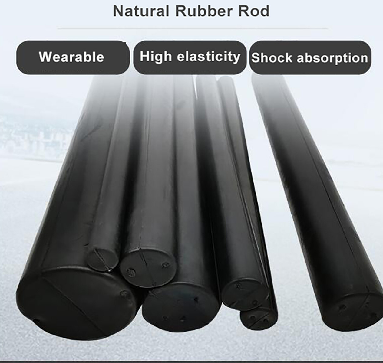Black Oil Resistant Sealing Natural Rubber Solid Round Rods Bar Dia. 21mm-150mm