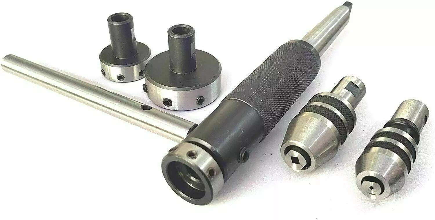 Lathe Tailstock Tap And Die Holder Set MT3 Shank Threading Tapping Kit 8 Pc Set