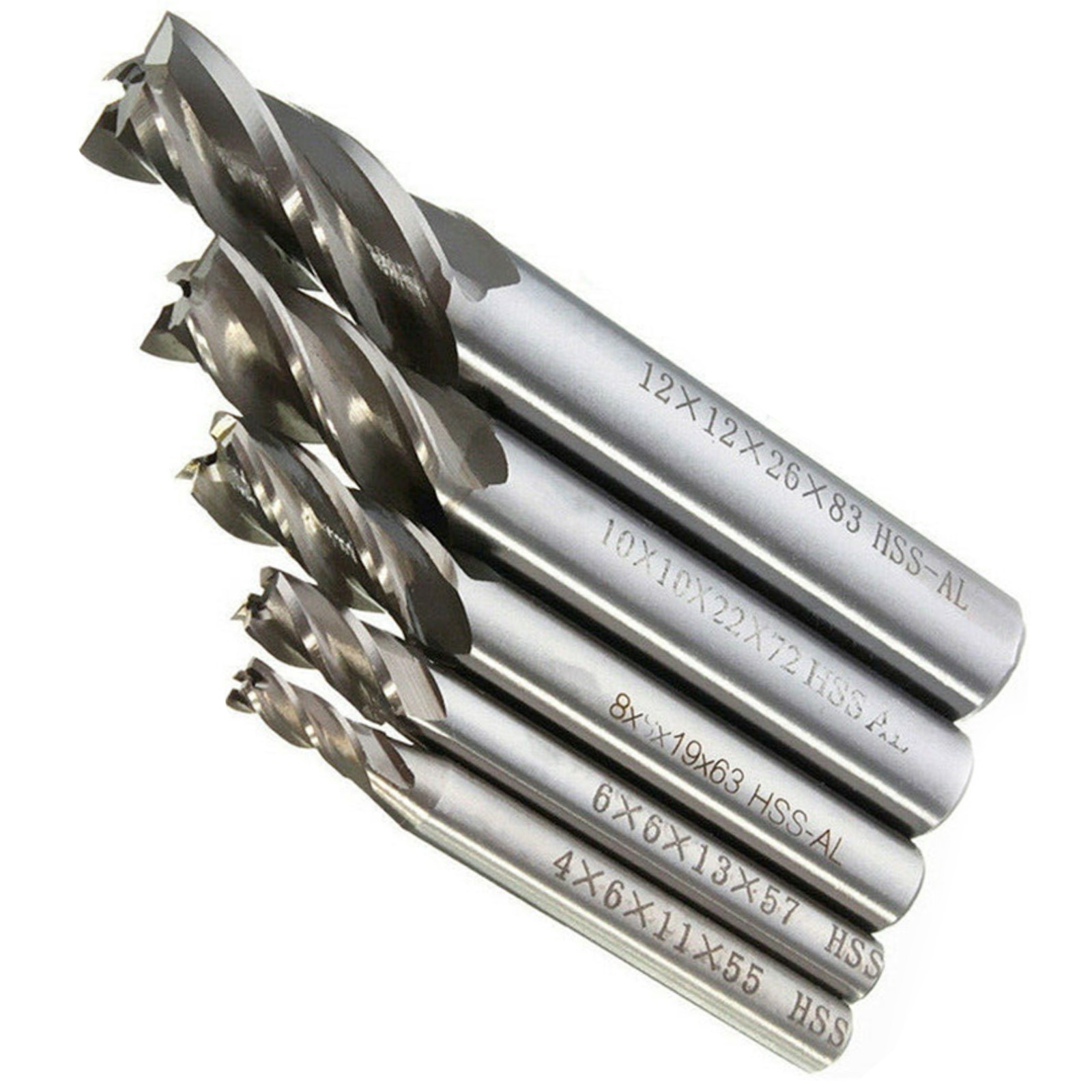 5Pcs CNC Straight Drill Bits HSS Shank 4 Flutes Engraving Milling Cutters b