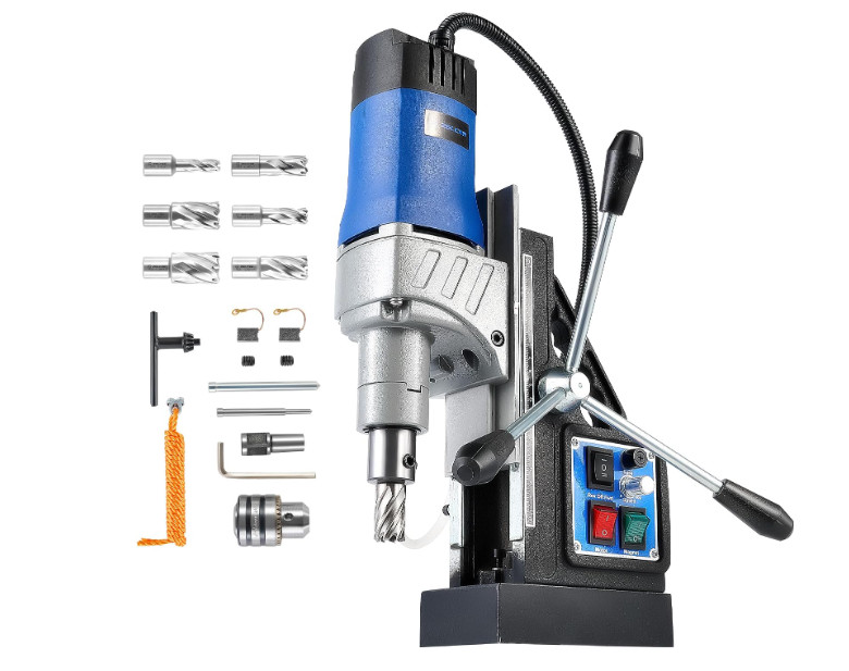ZELCAN Mag Drill Press 1550W Portable Magnetic Drill 2″ Bore 6 Bits 580RPM