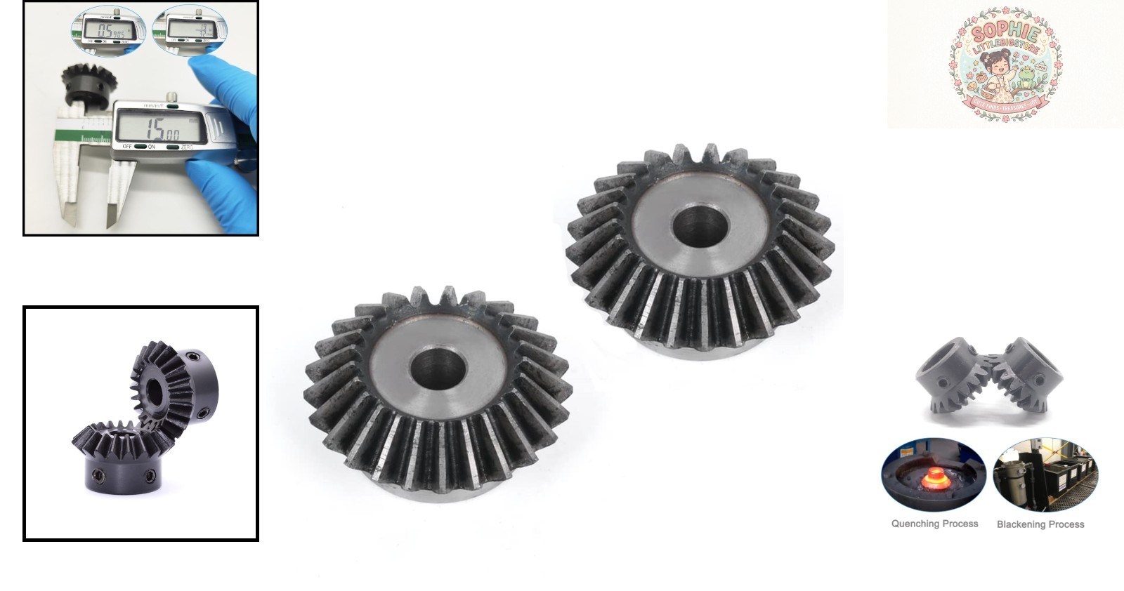 2 Pcs 1.5M 20 Teeth Tapered Bevel Gear with 15mm Shaft Hole – Durable Steel