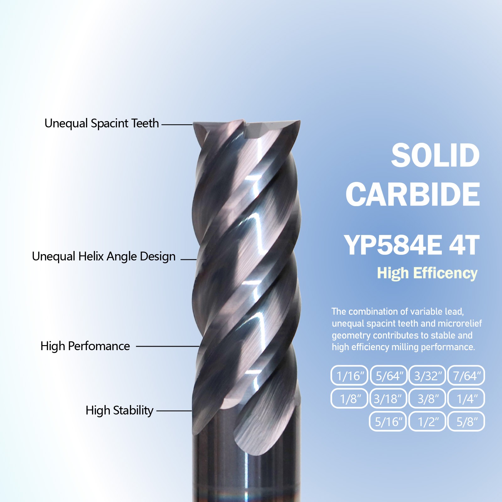 1PCS 5/8″ Square Endmill 4Flute AITiCrN Coating Solid Carbide milling cutter