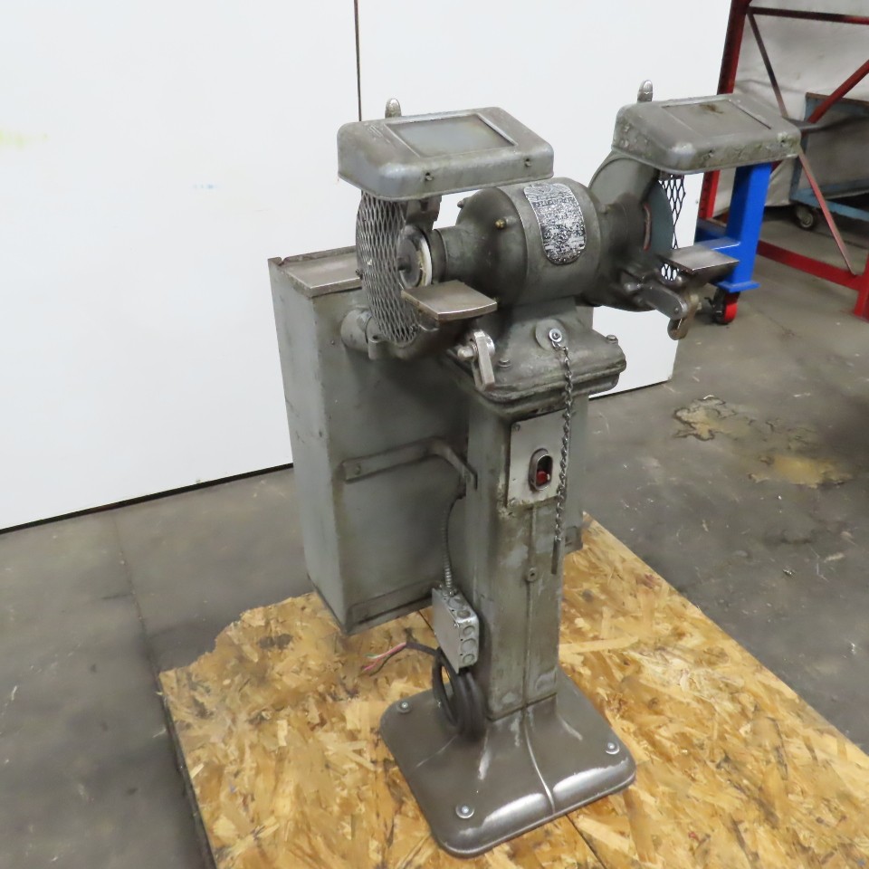 Delta 1/2HP Pedestal Mount 6″ Dual Wheel Grinder Buffer 230V 3PH W/Catch Pan