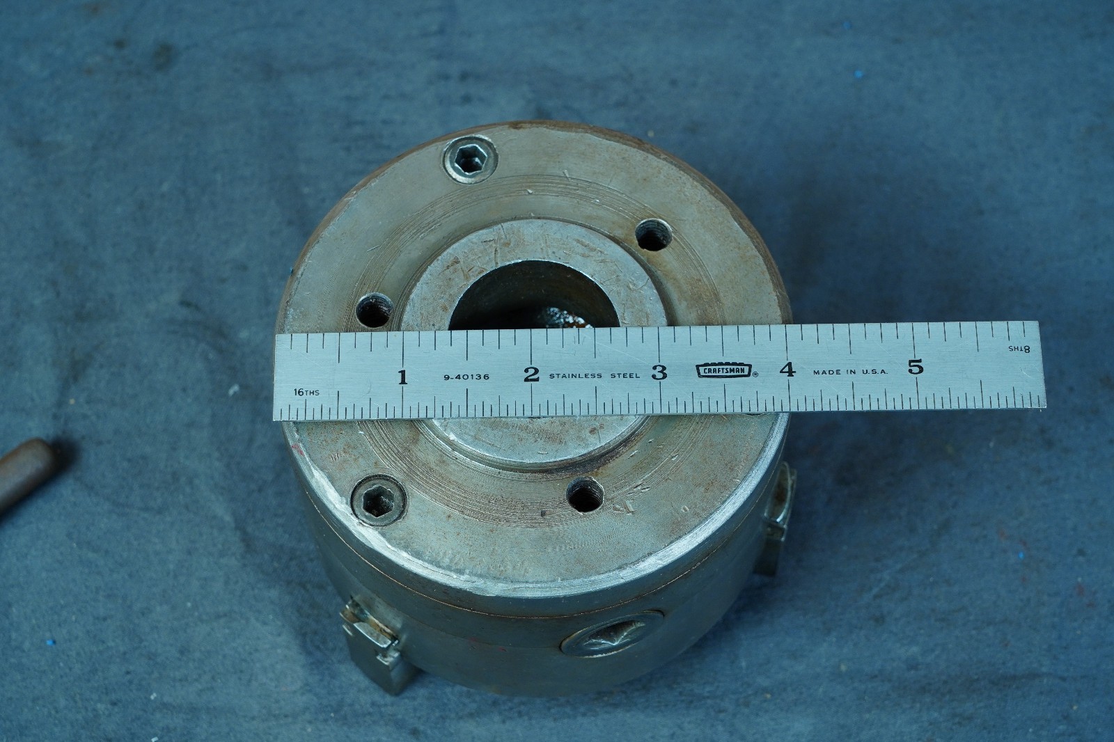 Cushman 4″ 3-jaw Metal Lathe Chuck with One Set of Jaws and Chuck Key
