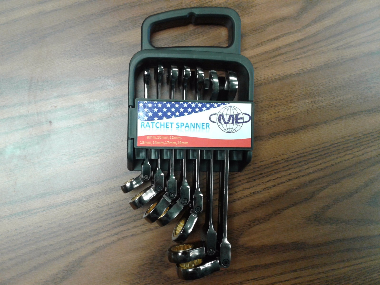 7 pcs metric Ratchet Spanner, Ratchet Wrench Set, 8 to 19mm, chromium, RS-MM-7