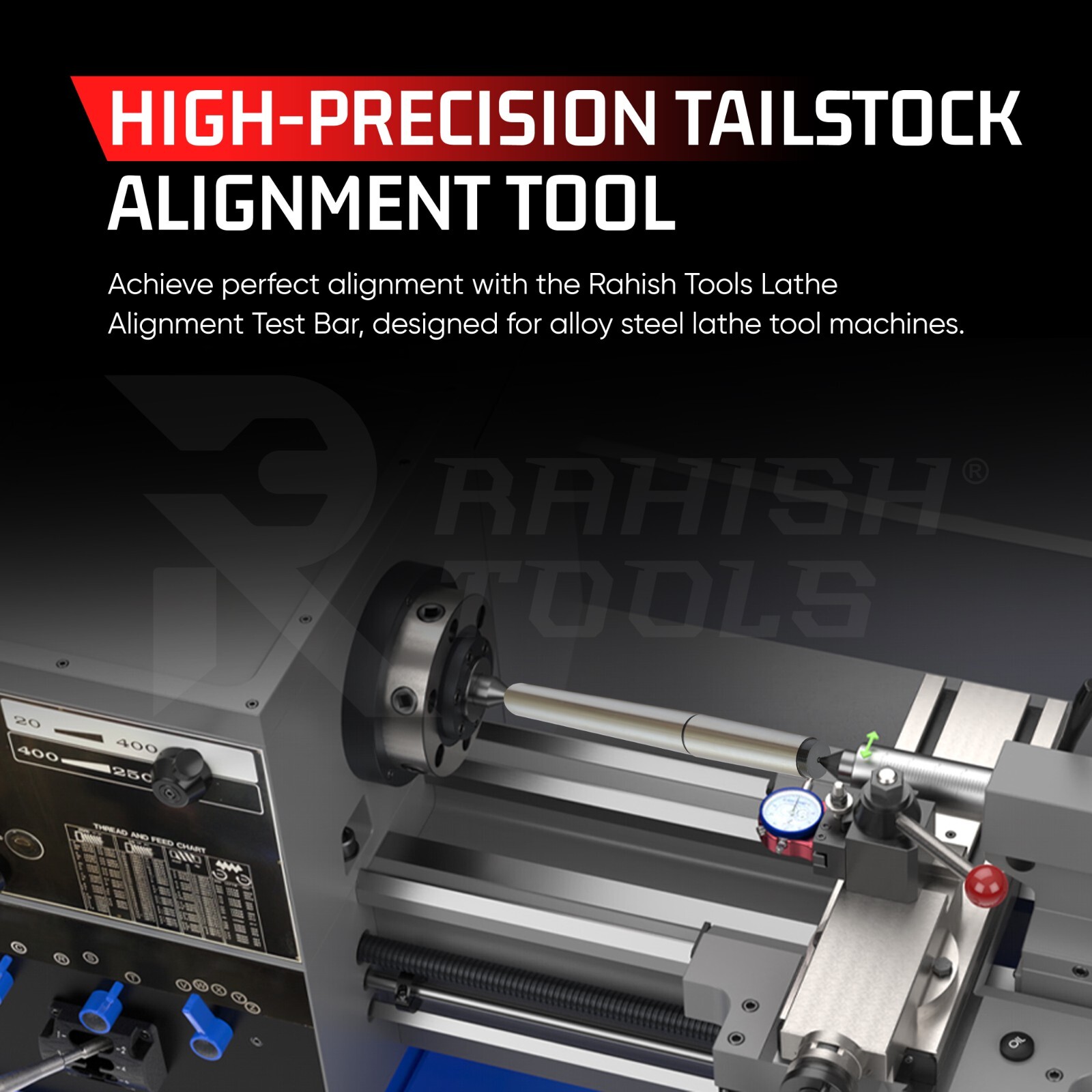 MT5 Lathe Alignment Test Bar Alloy Steel Over All Length 17-1/2″Inch 5MT TOOLS