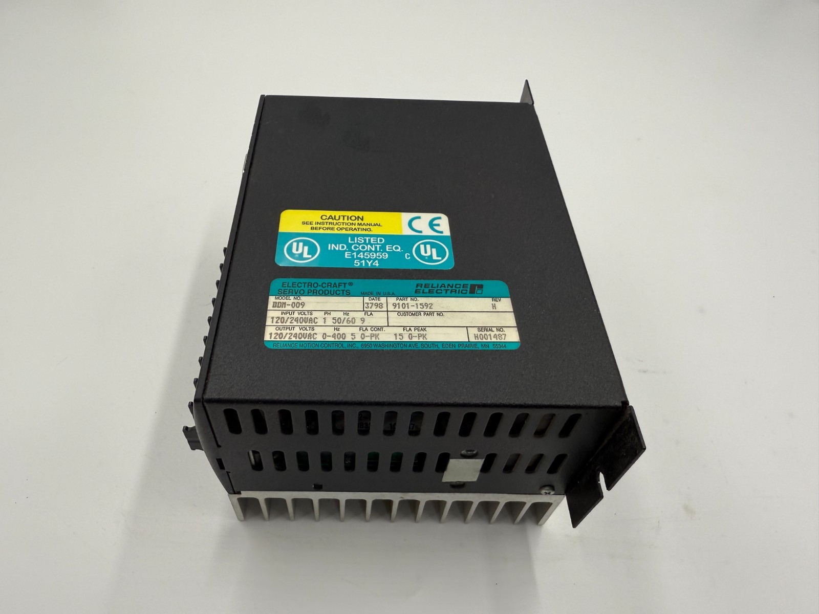 Electro-Craft DDM-009 BRU Ser Servo Drive, 120/240V 5A 400Hz, 1PH -Free Shipping
