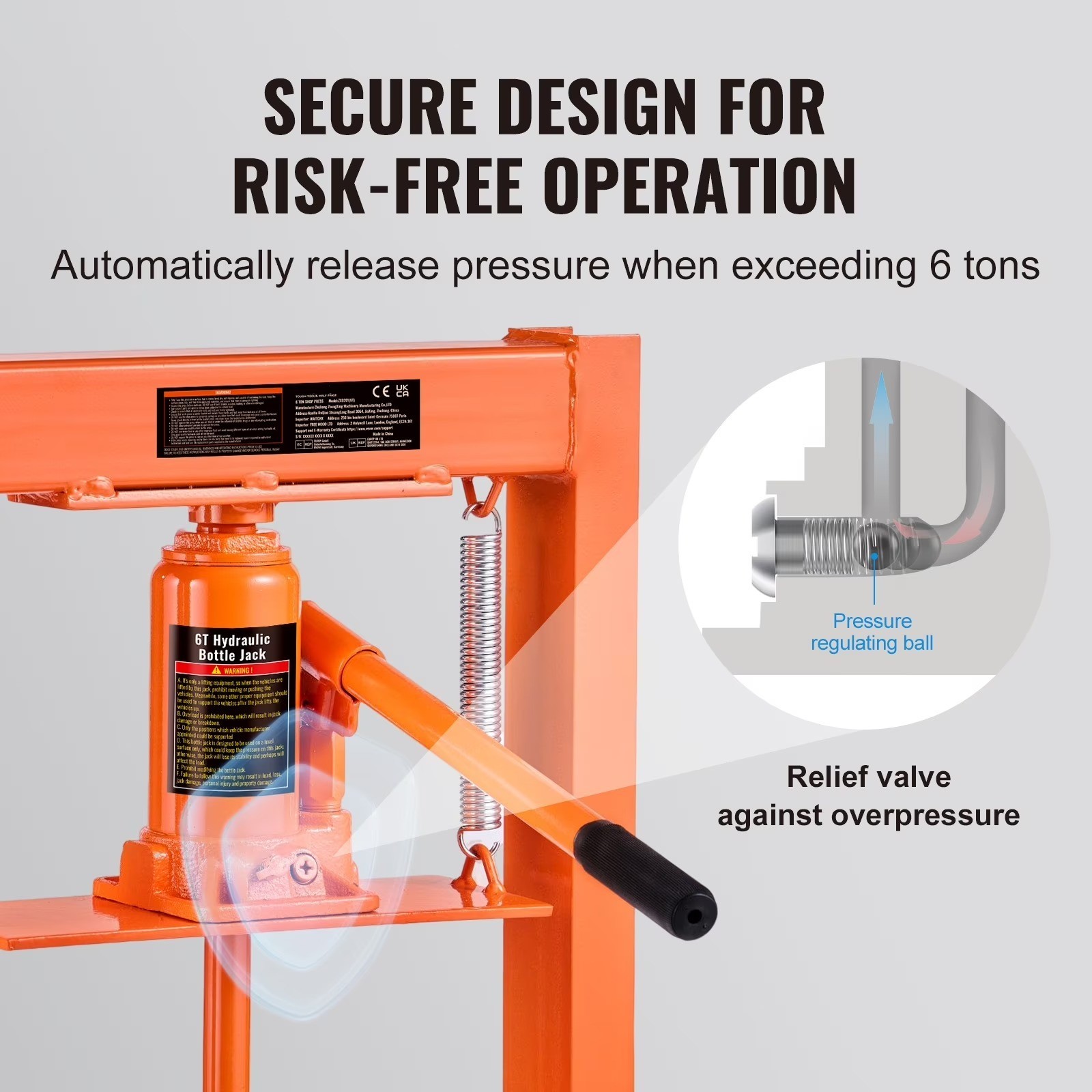 Hydraulic Workshop Press, 6 Ton H-Frame Hydraulic Mechanic’s Floor Press