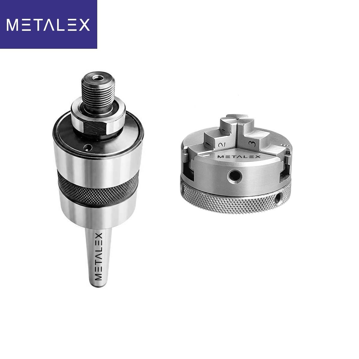 50mm 3 Jaw Self Centering Lathe Chuck MT2 Live Revolving Tailstock Adapter Set