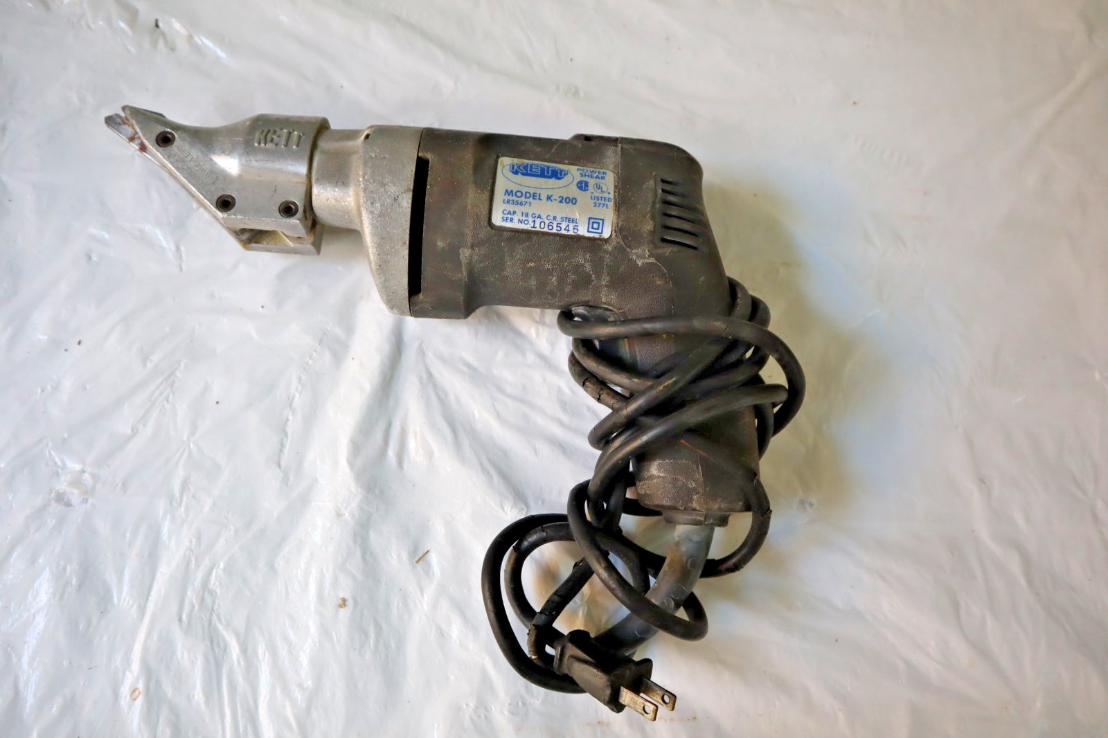 Kett Power Shear Model K-200 LR35671 Cuts 18 GA. C.R. Steel