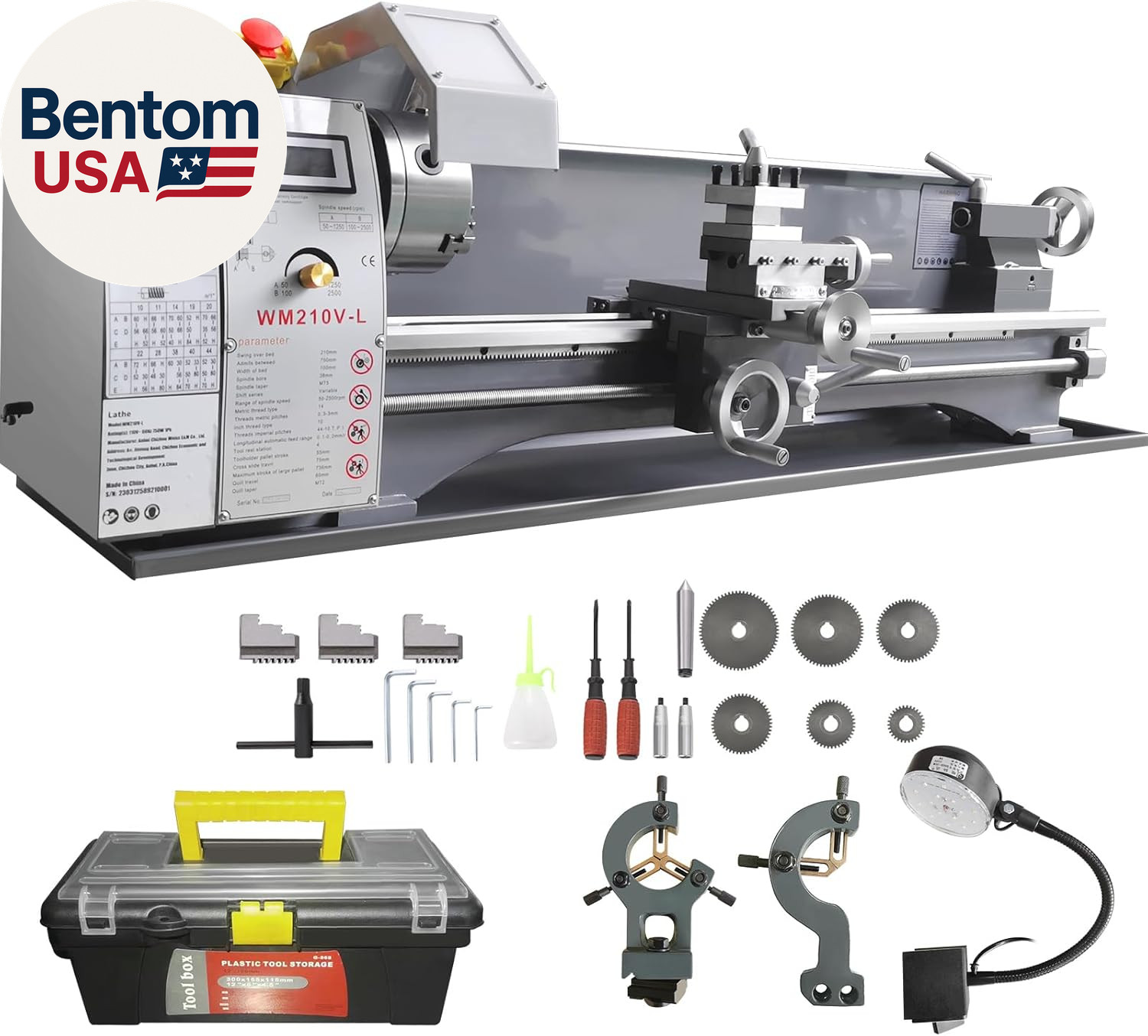 Metal Lathe, 8.3” X 29.5” Benchtop Metal Lathe 0-2500 RPM Continuously Variabl