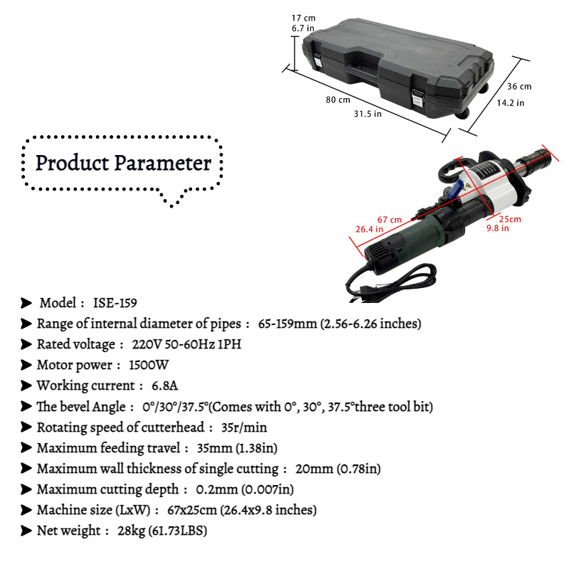 ISE-159 Hand-held Electric Beveling Machine Chamfering Machine 220V 65mm-159mm