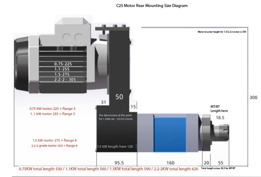 ER25 BT30 Morse Taper No. 3 Power Head High-Precision Spindle Mechanical CNC