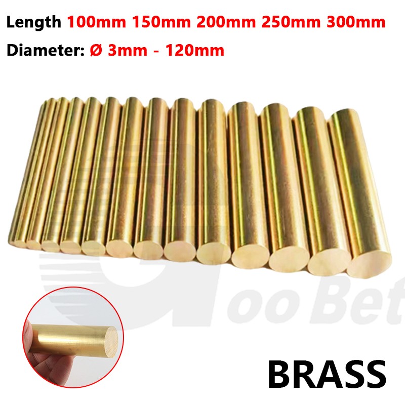 Brass Solid Round Bar Rod Diameter 3-120mm, Length 100mm 150mm 200mm 250mm 300mm