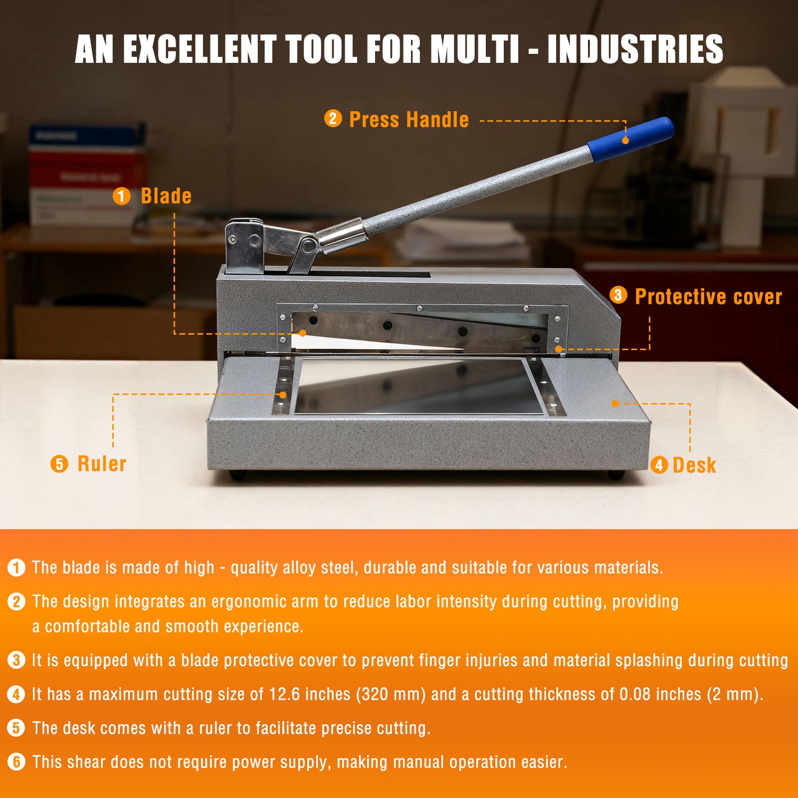 Metal Steel Aluminum Copper Sheet Cutter Heavy Duty Guillotine Paper Cutter