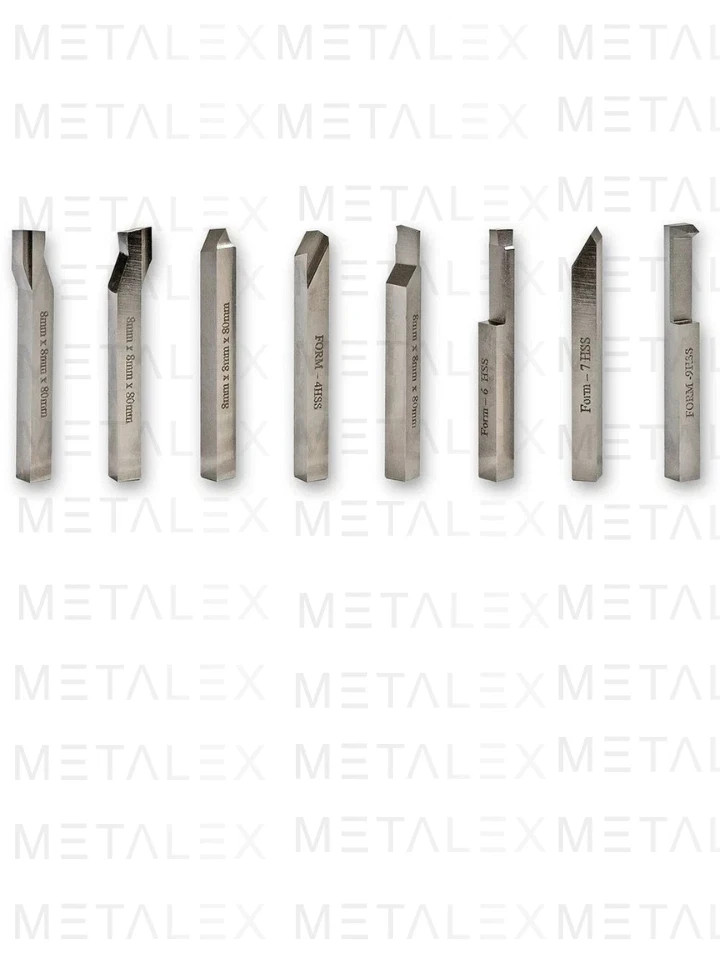 Lathe Form Tools 10 x 10 x 80mm HSS M2 8 Pieces Set TURNING THREADING FINISHING