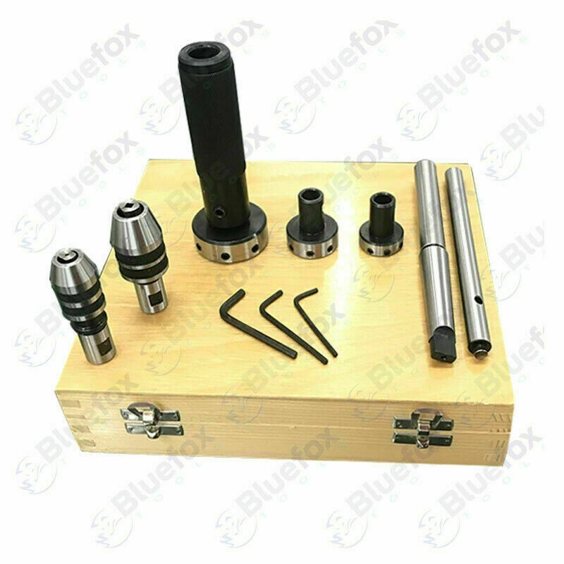Lathe Tailstock Tap & Die Holder Kit MT3 Shank Threading Tapping Set Wooden Box