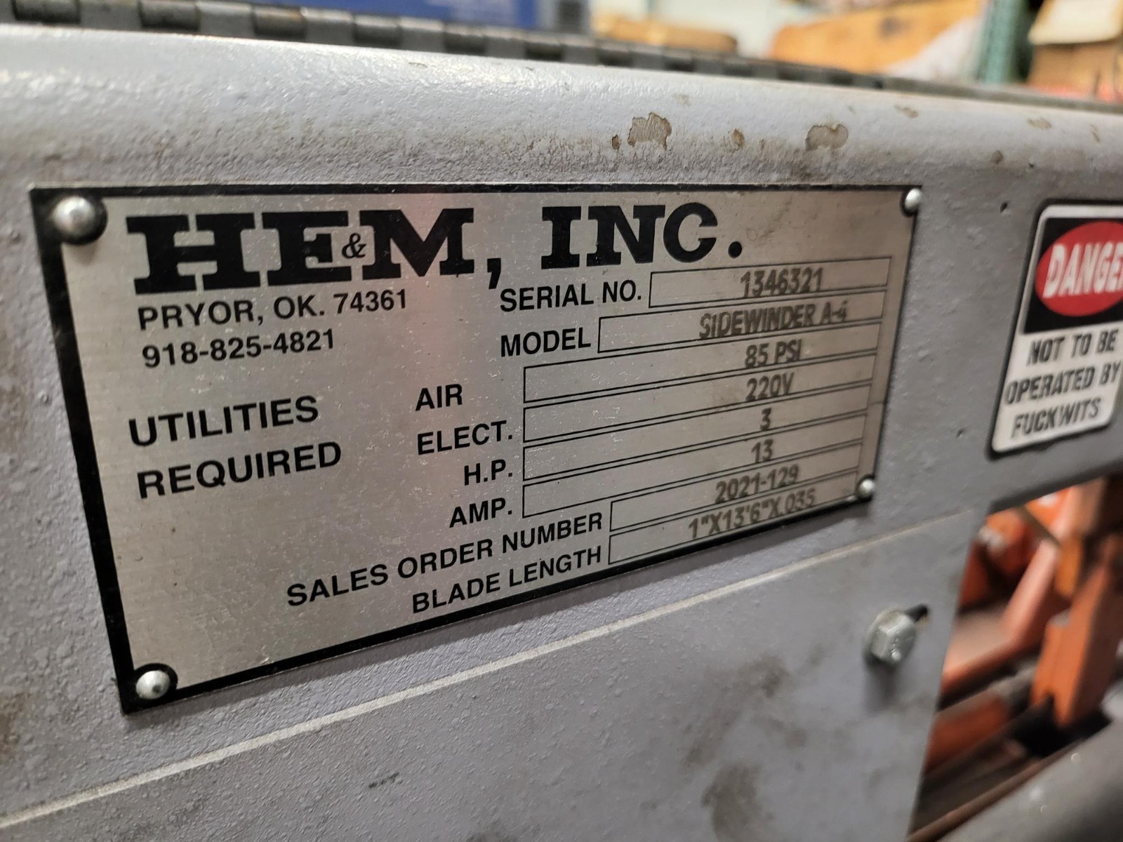 HE&M Horizontal Pivot Miter Bandsaw Sidewinder A-4 With Conveyors MFG 2021