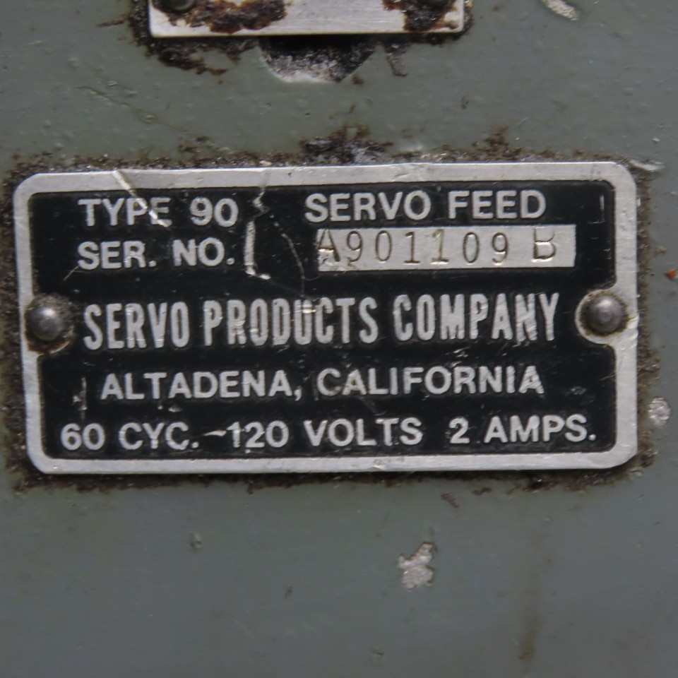 Servo Products Company Type 90 Servo Feed 120V 2A 60Hz Missing Parts